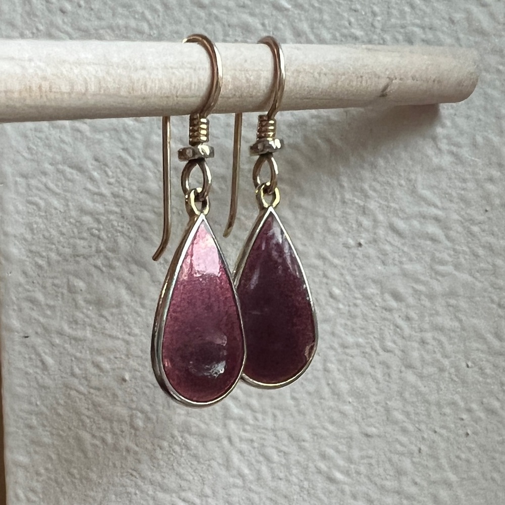 Vintage Laurel Burch Enamel Purple Teardrop Earrings
